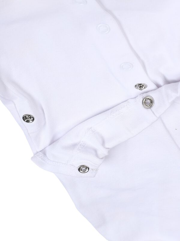 Girls White Nappy Opening Babysuit image number 3